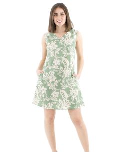 Vestido algodon cuello v estampado althea 2