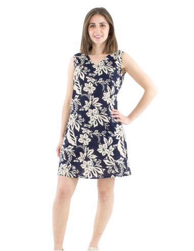 Vestido algodon cuello v estampado althea