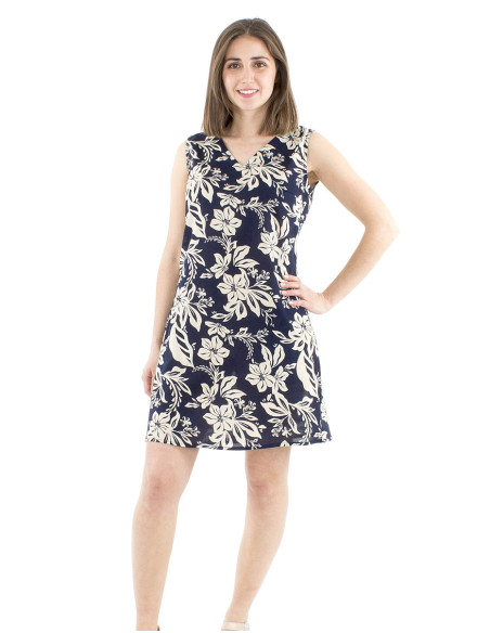 Vestido algodon cuello v estampado althea