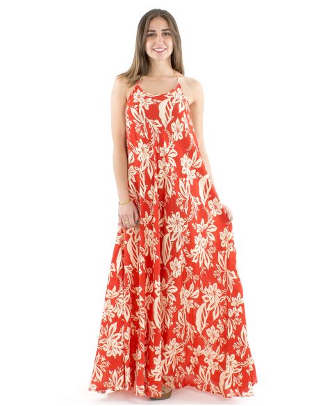 Vestido viscosa espalda desnuda estampado althea