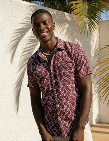 Camisa de hombre de algodón con mangas cortas...