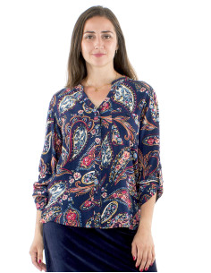 Blusa viscosa mangas largas...