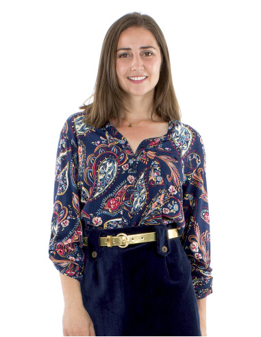 Blusa viscosa mangas largas estampado lianas
