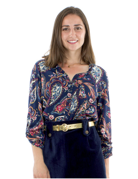 Blusa viscosa mangas largas estampado lianas