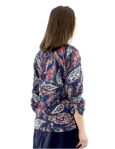 Blusa viscosa mangas largas estampado lianas