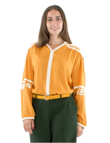 Blusa viscosa bordada mano