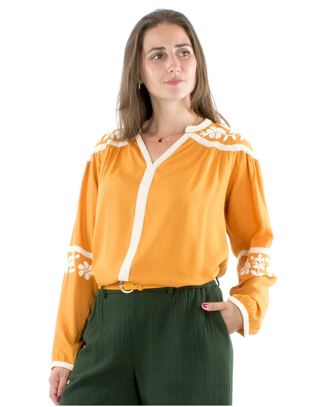 Blusa viscosa bordada mano