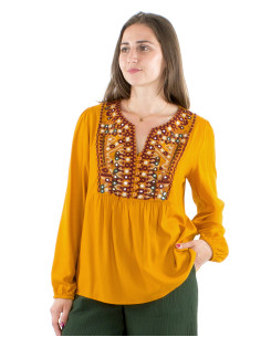 Blusa viscosa twill bordada... 2