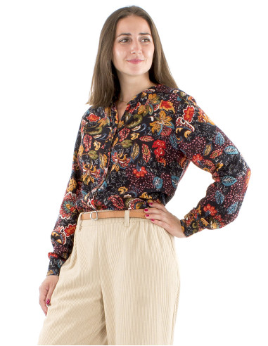Blusa algodon mangas largas estampado florindie