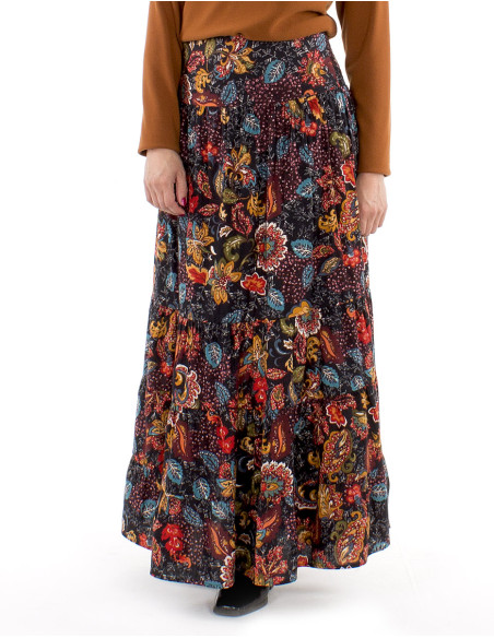 Falda algodon doblada elastica espalda estampado florindie