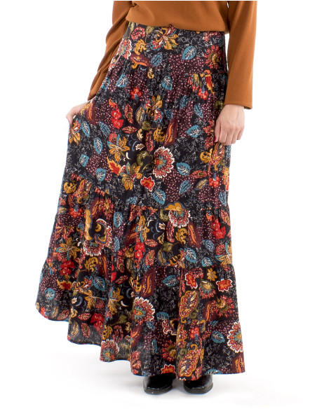 Falda algodon doblada elastica espalda estampado florindie