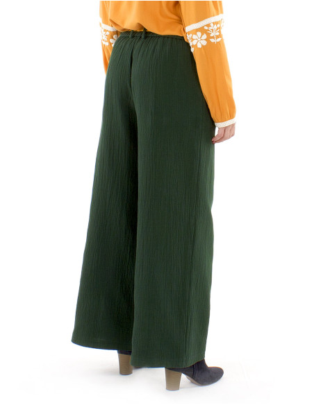 Pantalon algodon bolsillos cinturon 1/2 elastico