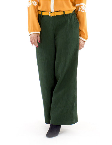 Pantalon algodon bolsillos cinturon 1/2 elastico