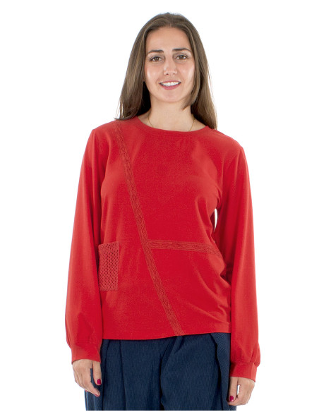 Camiseta algodon mangas largas encaje