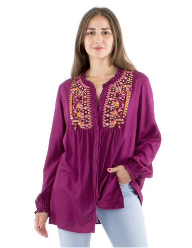 Tunica viscosa twill bordada espejos busto