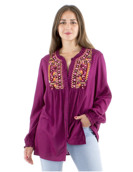 Tunica viscosa twill bordada espejos busto