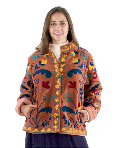 Chaqueta algodon terciopelo corto bordadasuzani...