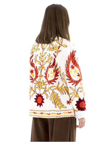 Chaqueta algodon terciopelo corto bordado suzani