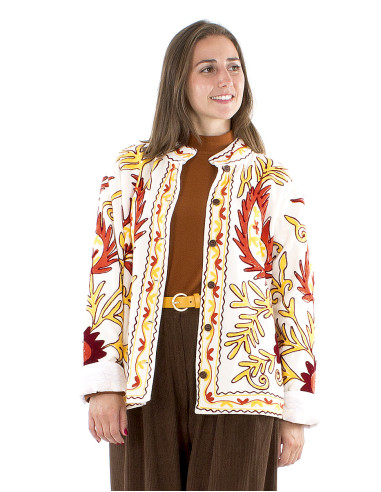 Chaqueta algodon terciopelo corto bordado suzani