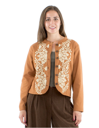Chaqueta algodon twill bordado mano