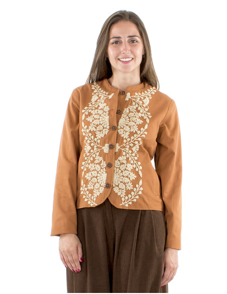 Chaqueta algodon twill bordado mano