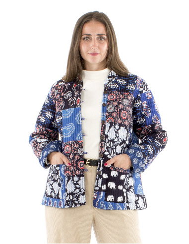 Chaqueta algodon reversible patchwork acolchado...