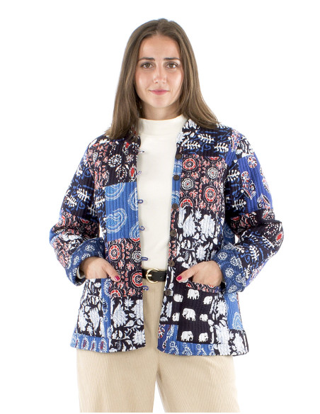 Chaqueta algodon reversible patchwork acolchado poliester