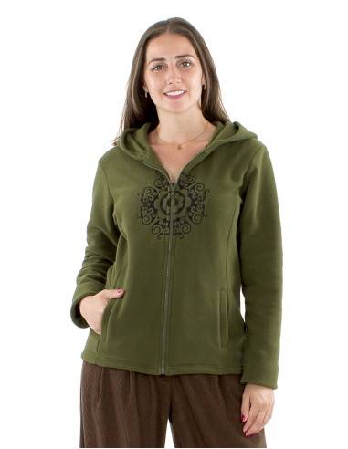 Chaqueta malla poliester polar capucha bordado...