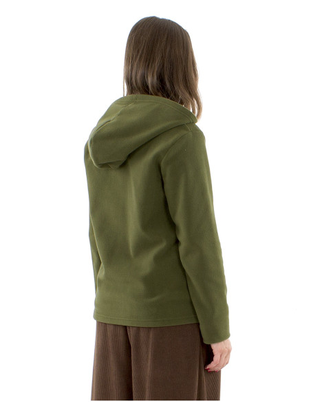Chaqueta malla poliester polar capucha bordado mandala