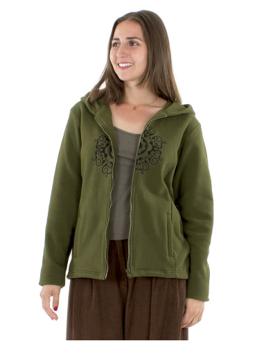 Chaqueta malla poliester polar capucha bordado...