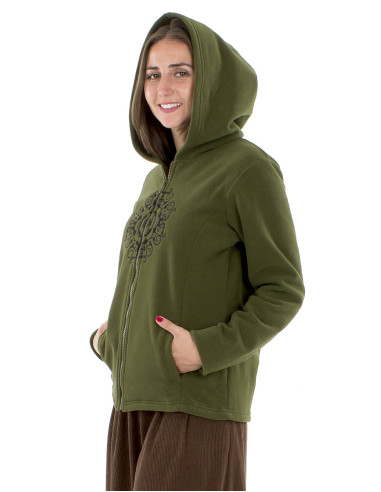 Chaqueta malla poliester polar capucha bordado...