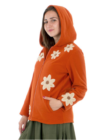 Chaqueta malla poliester polar flores aplicadas