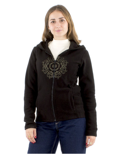 Chaqueta malla poliester polar capucha bordado...