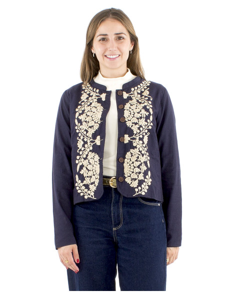 Chaqueta algodon twill bordado mano