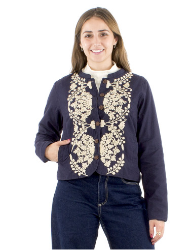 Chaqueta algodon twill bordado mano