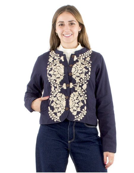Chaqueta algodon twill bordado mano