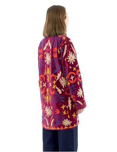Chaqueta algodon terciopelo corto bordado suzani