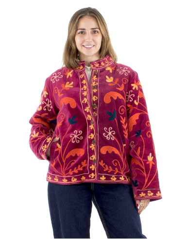 Chaqueta algodon terciopelo corto bordadasuzani...