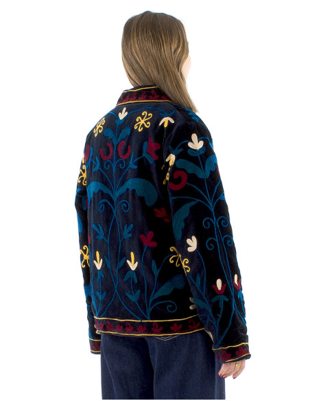 Chaqueta algodon terciopelo corto bordadasuzani acolchado poliester