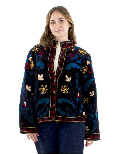 Chaqueta algodon terciopelo corto bordadasuzani...