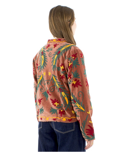 Chaqueta algodon terciopelo corto bordado suzani