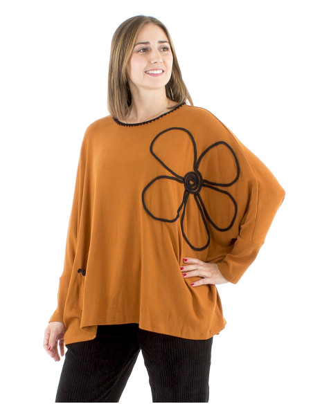 Jersey poncho 65% viscosa 30 % poliester 5% elastano bordado