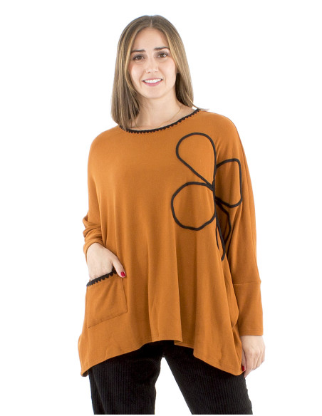 Jersey poncho 65% viscosa 30 % poliester 5% elastano bordado