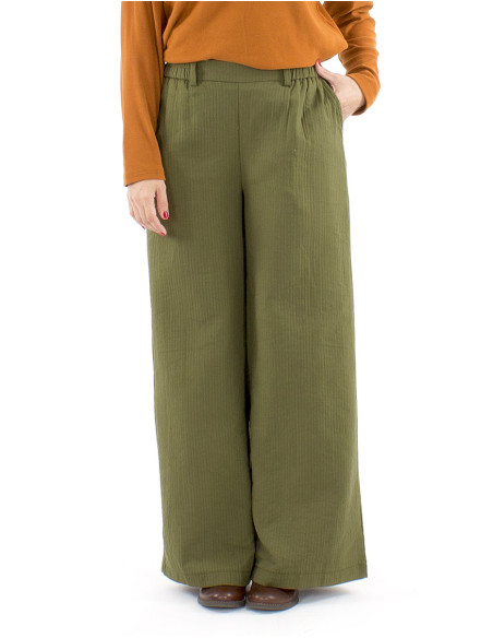 Pantalon algodon bolsillos cinturon 1/2 elastico