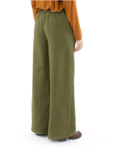 Pantalon algodon bolsillos cinturon 1/2 elastico