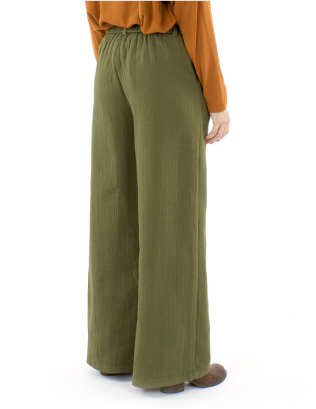 Pantalon algodon bolsillos cinturon 1/2 elastico