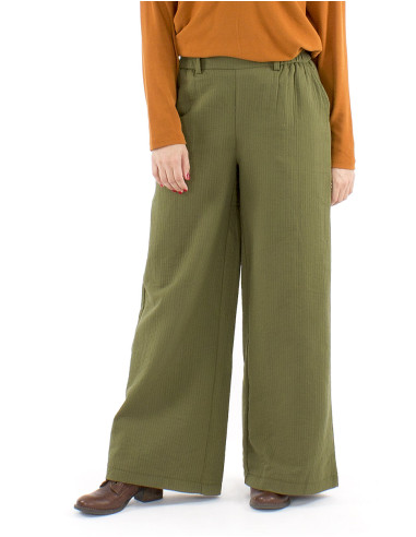 Pantalon algodon bolsillos cinturon 1/2 elastico