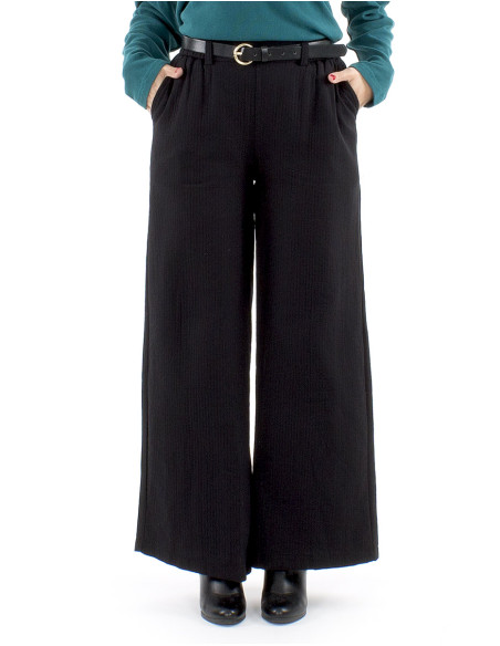 Pantalon algodon bolsillos cinturon 1/2 elastico