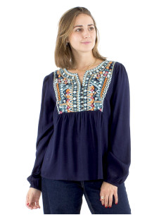 Blusa viscosa twill bordada... 2